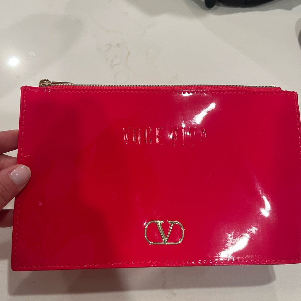 Hot Pink Patent Leather Valentino Cosmetic Bag / Clutch